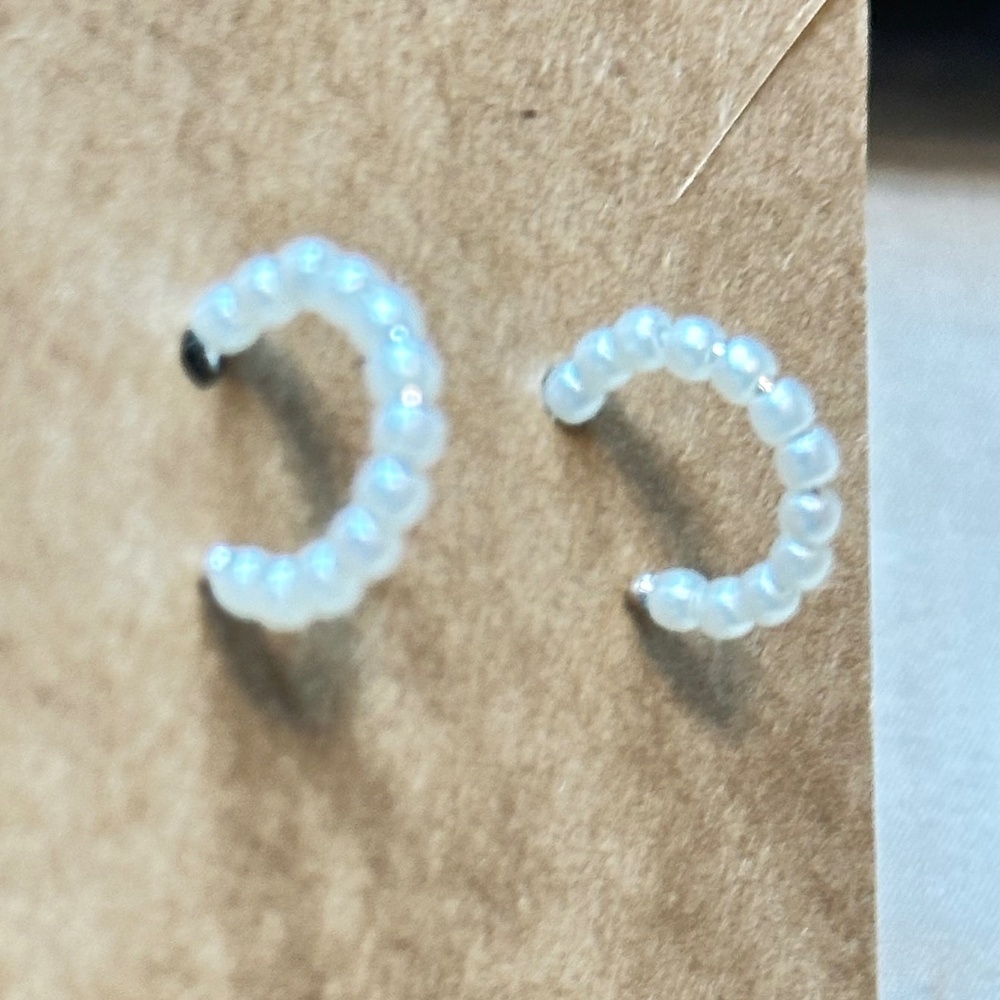2/$15 Pearl “C” Shape Earrings. Silver tone post back. - Picture 5 of 6